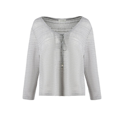 NAPSNAPS_Light_Gray_Openwork_V-neck_Knit_Women&