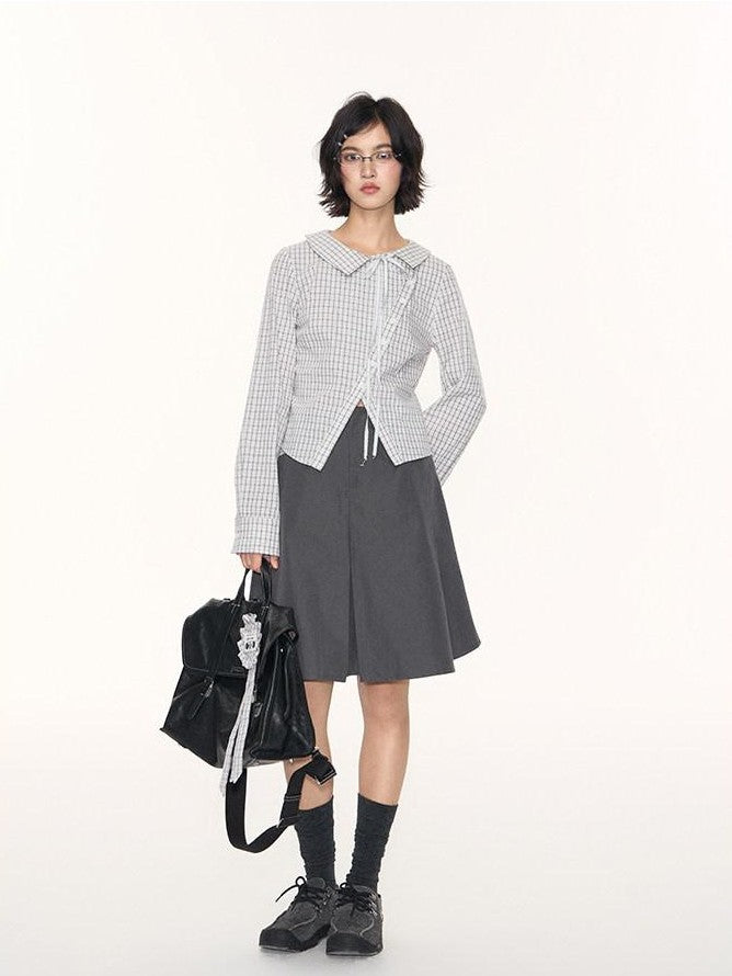 NAPSNAPS Light Gray Patchwork Check A Line Utility Women&