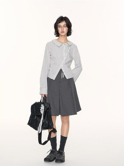 NAPSNAPS Light Gray Patchwork Check A Line Utility Women&