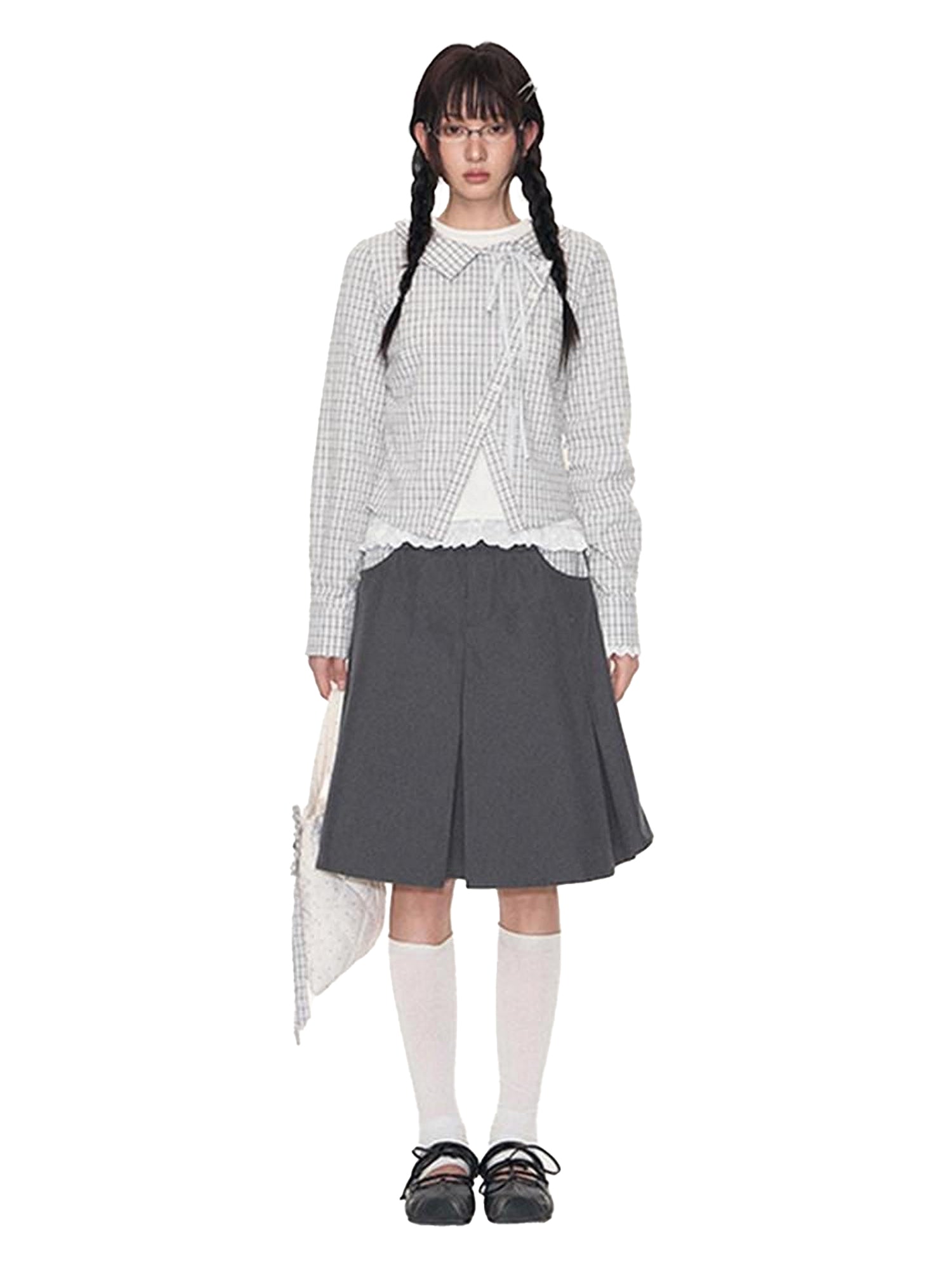 NAPSNAPS Light Gray Patchwork Check A Line Utility Women&