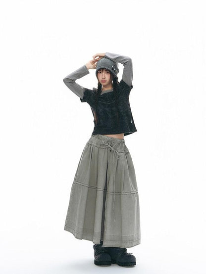 NAPSNAPS Light Gray Rolled Brim Handmade Button High Top Women&