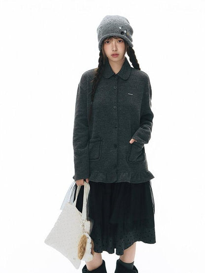 NAPSNAPS Light Gray Rolled Brim Handmade Button High Top Women&
