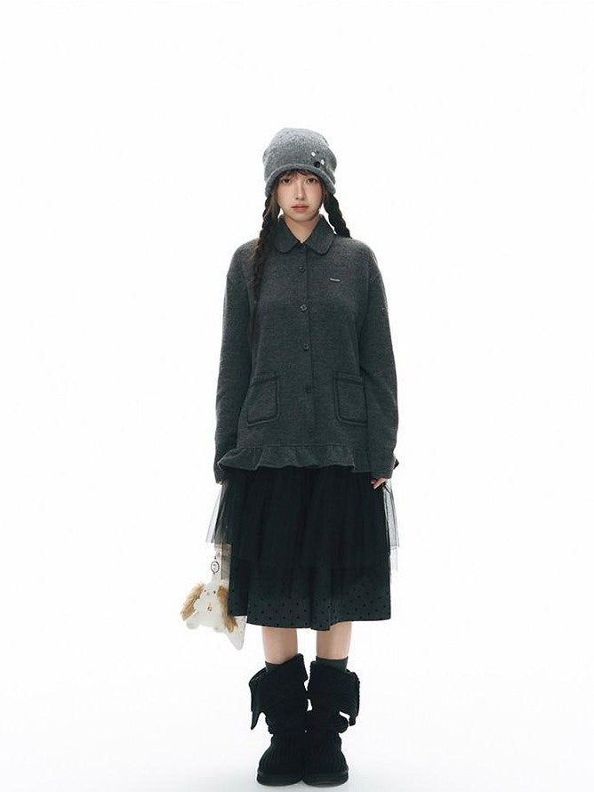 NAPSNAPS Light Gray Rolled Brim Handmade Button High Top Women&