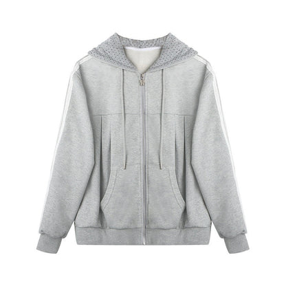 NAPSNAPS_Light_Heather_Gray_Lace_Ribbon_Bow_Patchwork_Women&