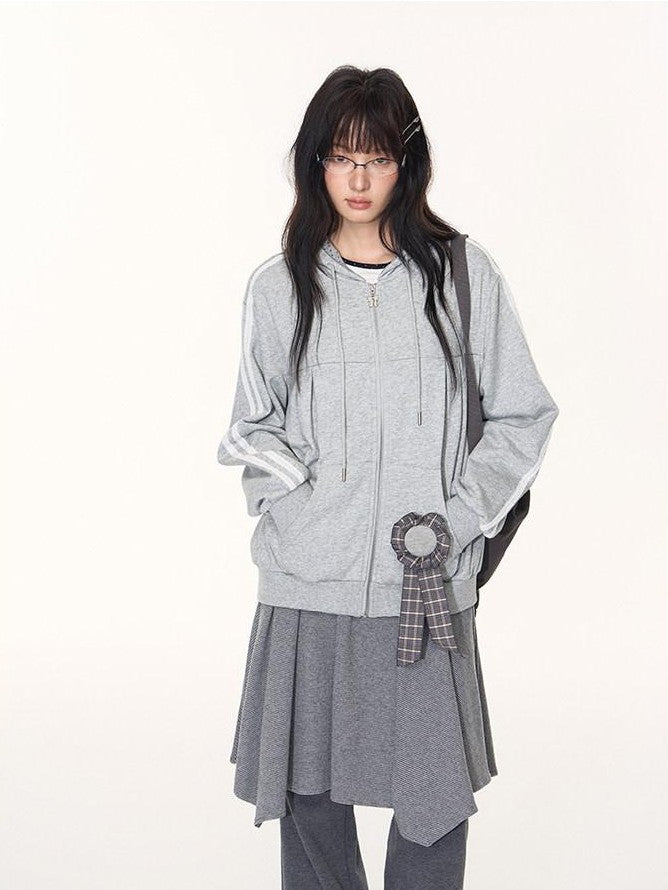NAPSNAPS Light Heather Gray Lace Ribbon Bow Patchwork Women&