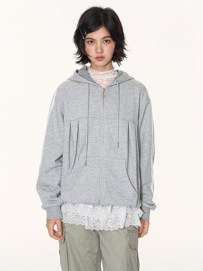 NAPSNAPS Light Heather Gray Lace Ribbon Bow Patchwork Women&