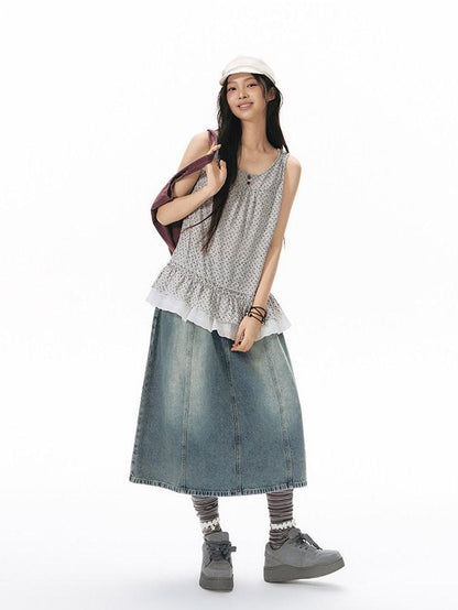 NAPSNAPS Light Wash Woven Strap Pocket Distressed Women&