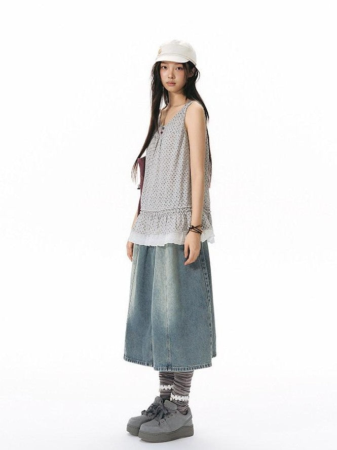 NAPSNAPS Light Wash Woven Strap Pocket Distressed Women&