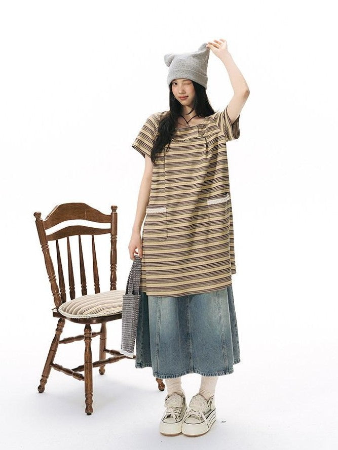 NAPSNAPS Light Wash Woven Strap Pocket Distressed Women&