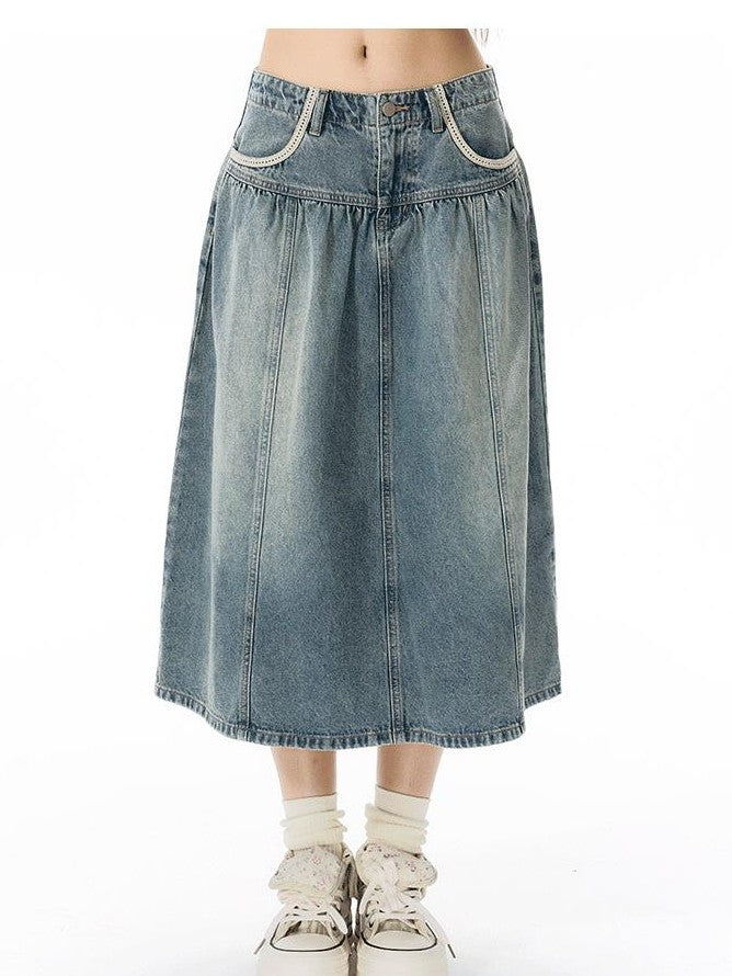 NAPSNAPS Light Wash Woven Strap Pocket Distressed Women&