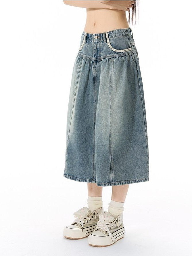 NAPSNAPS Light Wash Woven Strap Pocket Distressed Women&