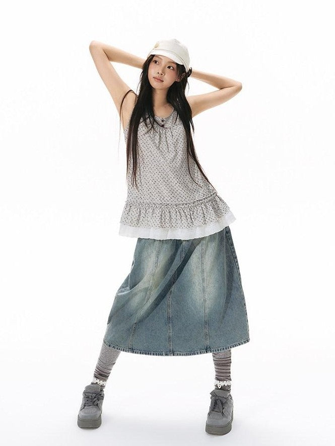 NAPSNAPS Light Wash Woven Strap Pocket Distressed Women&