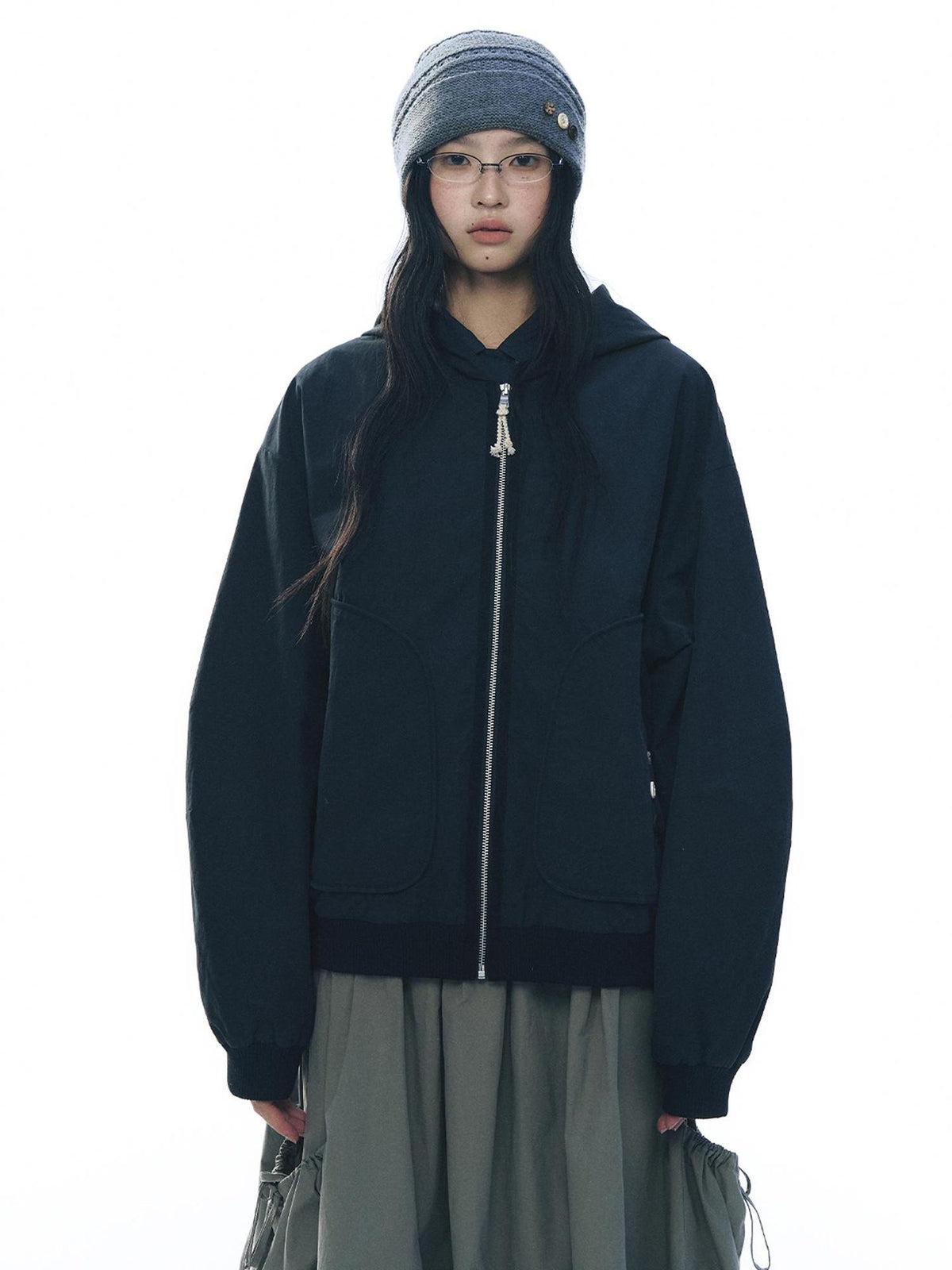 NAPSNAPS Lined Plaid Color Block Loose Fit Drop Shoulder Women&