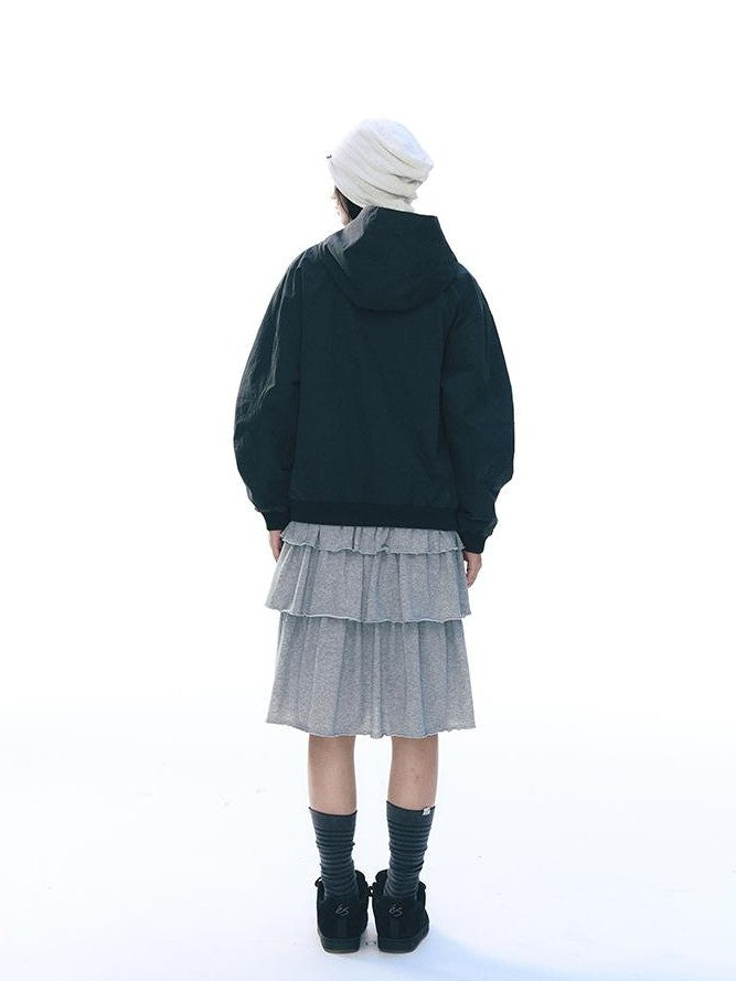 NAPSNAPS Lined Plaid Color Block Loose Fit Drop Shoulder Women&