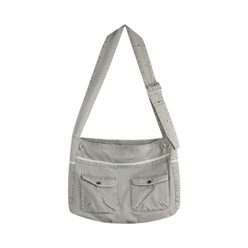 NAPSNAPS Linen Gray Patchwork Vintage Workwear Women&
