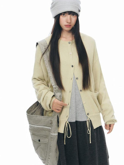 NAPSNAPS Linen Gray Patchwork Vintage Workwear Women&