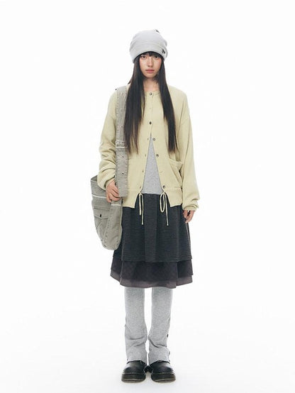 NAPSNAPS Linen Gray Patchwork Vintage Workwear Women&