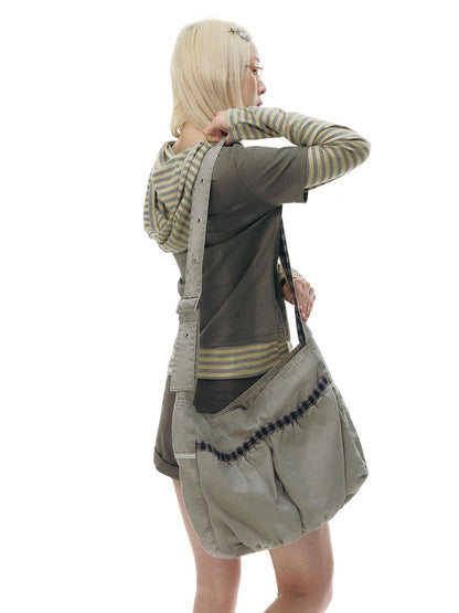 NAPSNAPS Linen Gray Patchwork Vintage Workwear Women&