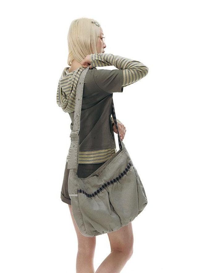 NAPSNAPS Linen Gray Patchwork Vintage Workwear Women&