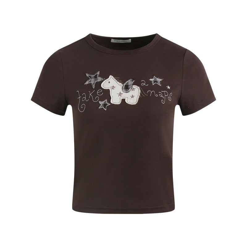 NAPSNAPS_Little_Horse_Applique_Embroidery_Slim_Fit_Women&
