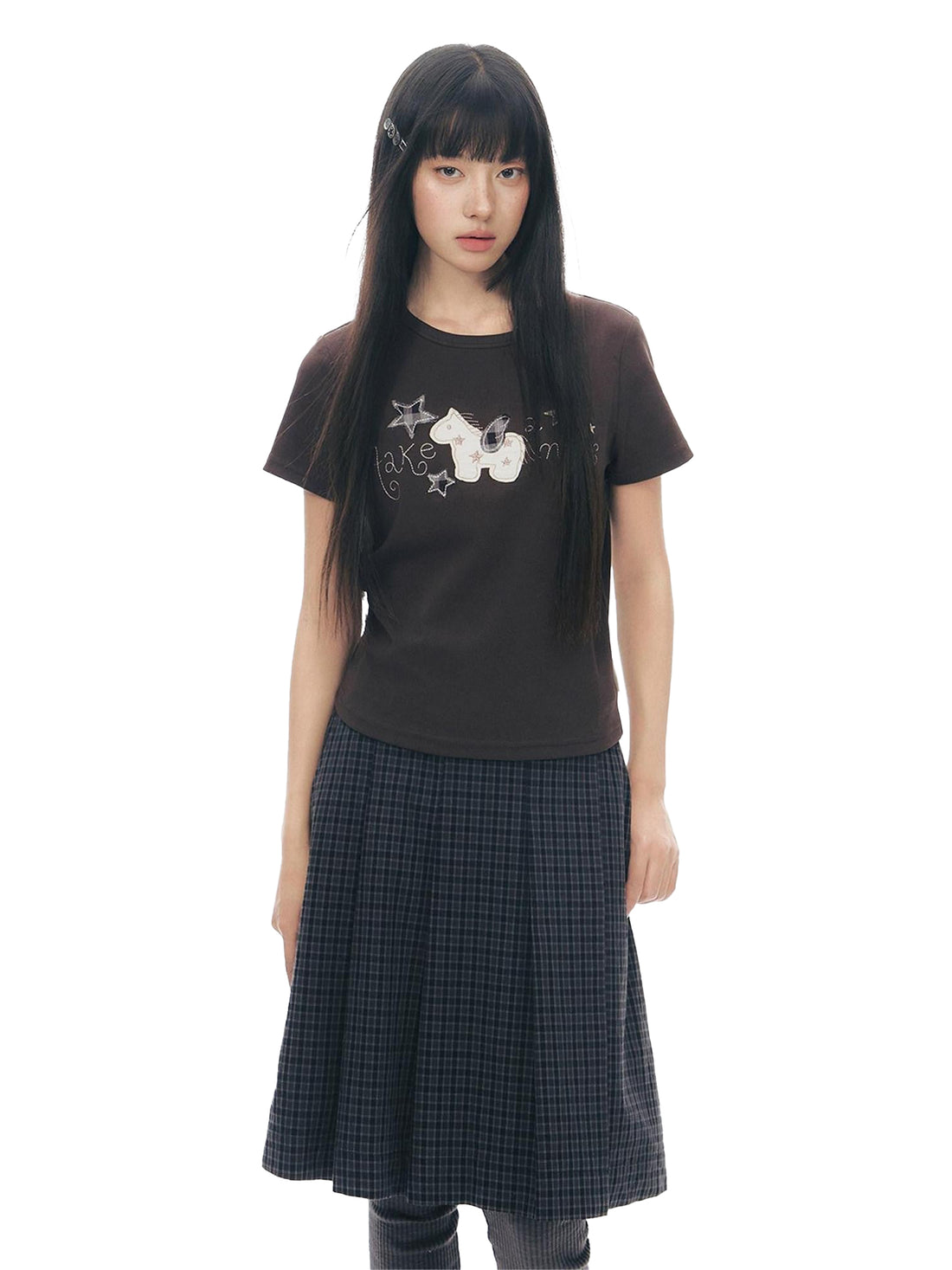 NAPSNAPS Little Horse Applique Embroidery Slim Fit Women&