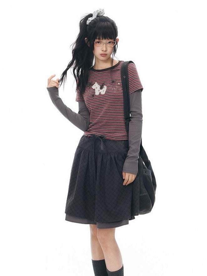 NAPSNAPS Little Horse Applique Embroidery Slim Fit Women&