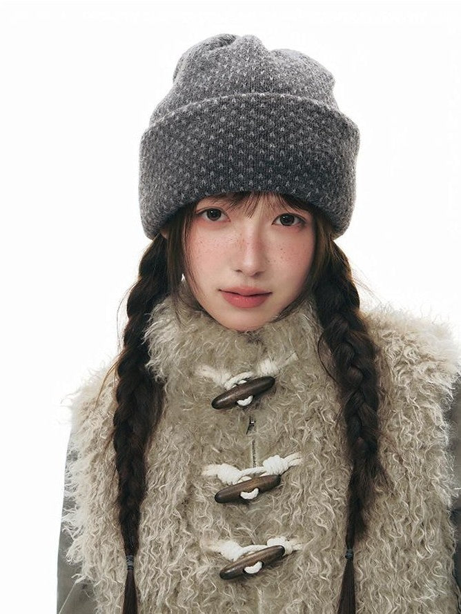 NAPSNAPS Long Pile Faux Fur Horn Toggle Stand Collar Short Women&