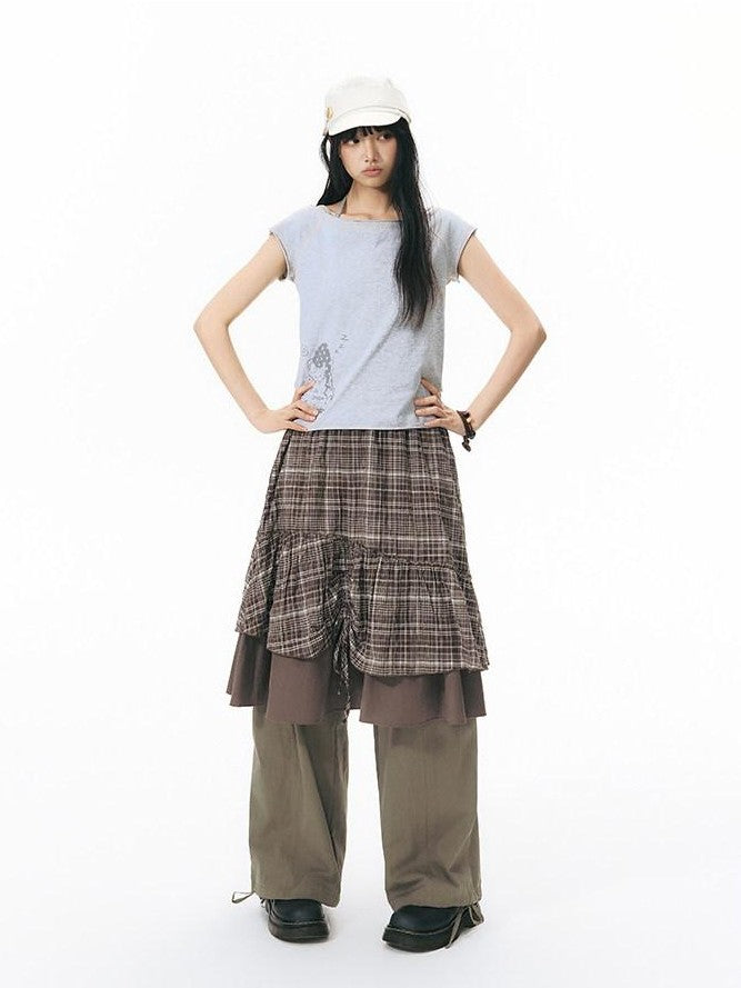 NAPSNAPS Low Rise Patchwork Breathable Pockets Wide Leg Women&