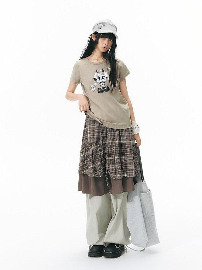 NAPSNAPS Low Rise Patchwork Breathable Pockets Wide Leg Women&