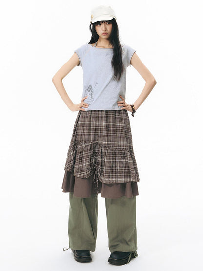 NAPSNAPS Low Rise Patchwork Breathable Pockets Wide Leg Women&