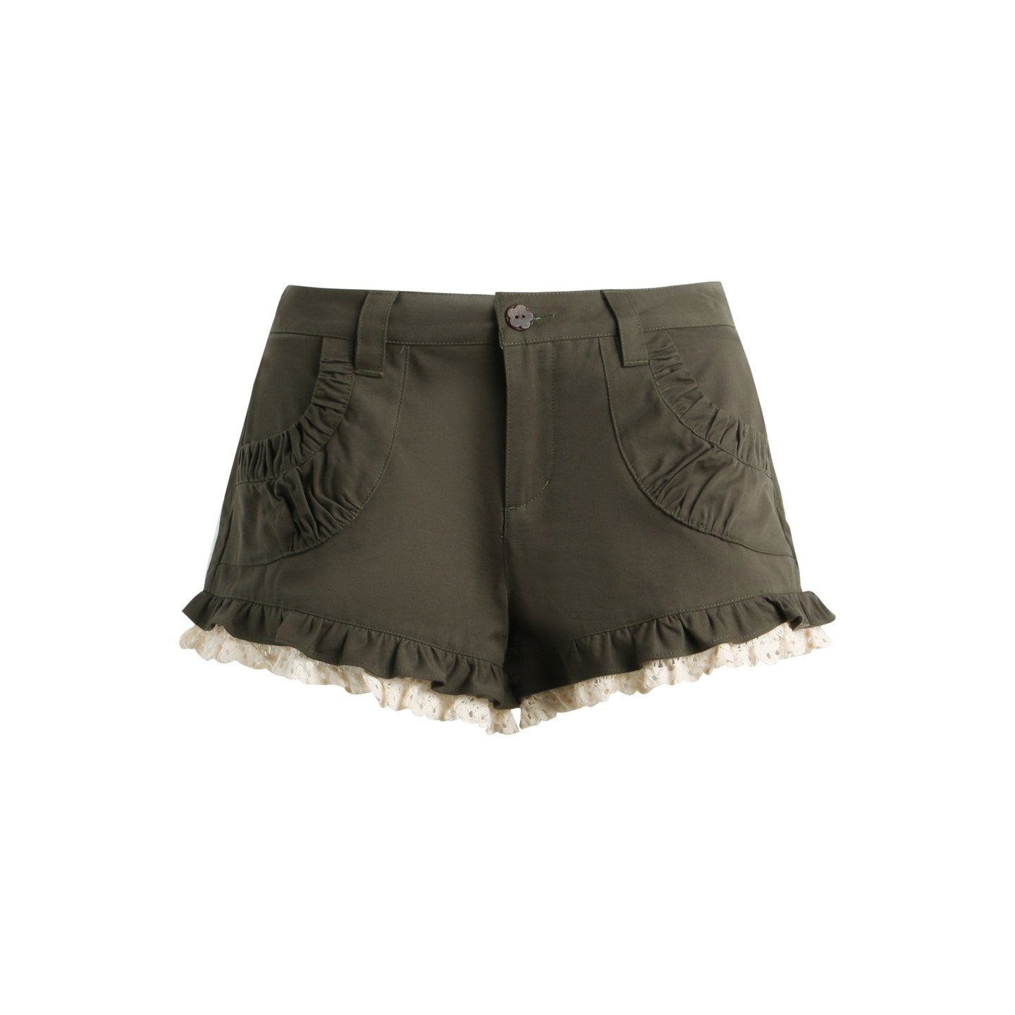 NAPSNAPS_Military_Green_Patchwork_Lace_Trim_Women&