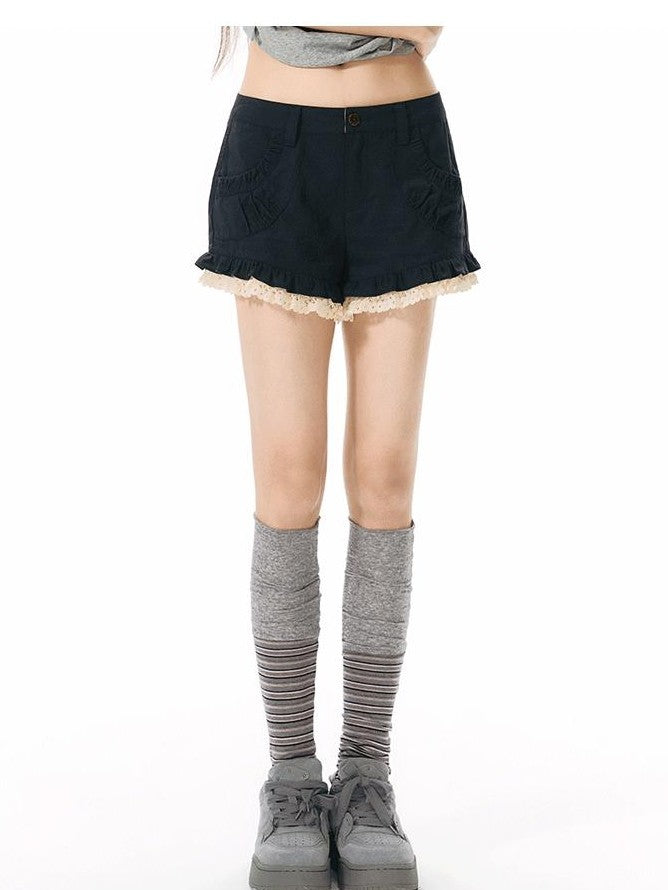NAPSNAPS Military Green Patchwork Lace Trim Women&