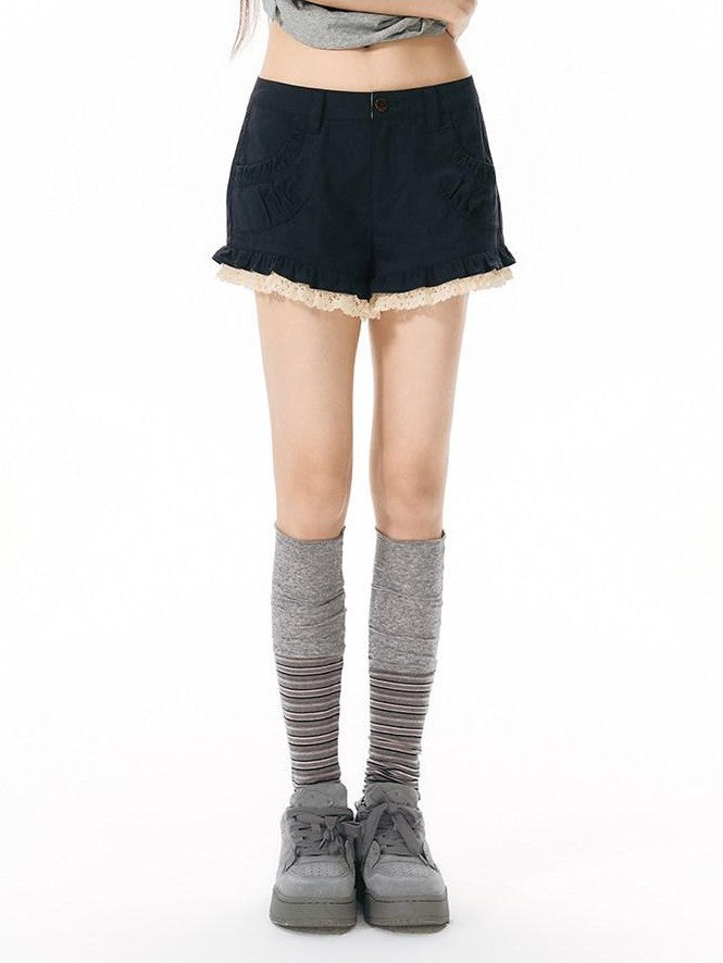 NAPSNAPS Military Green Patchwork Lace Trim Women&