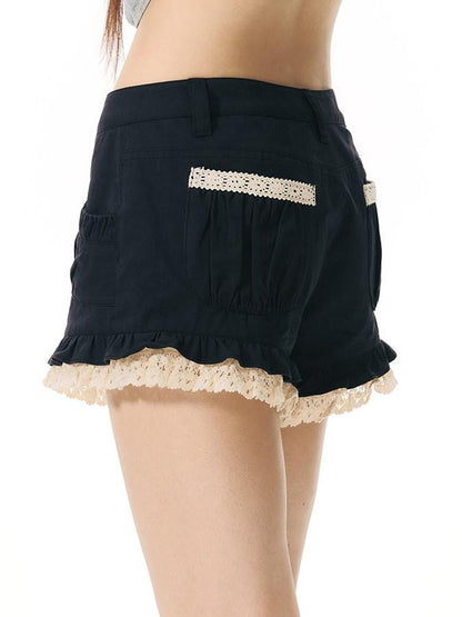 NAPSNAPS Military Green Patchwork Lace Trim Women&
