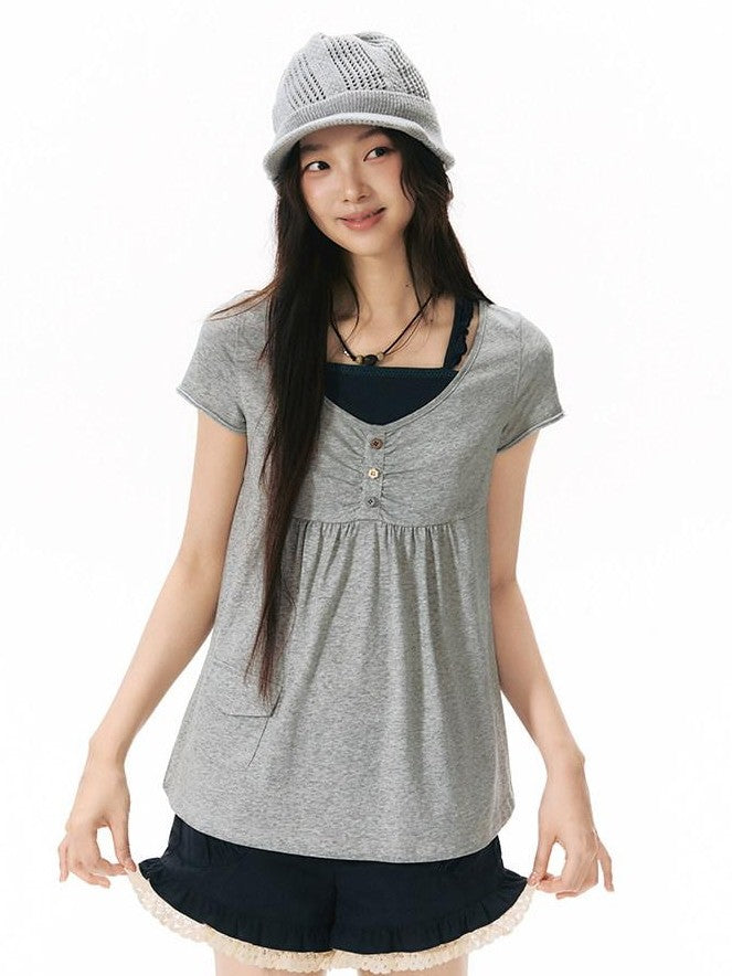 NAPSNAPS Military Green Patchwork Lace Trim Women&