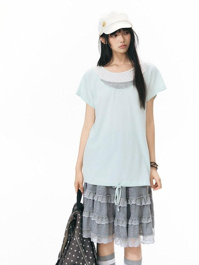NAPSNAPS Mint Faux Layered Star Neckline Women&