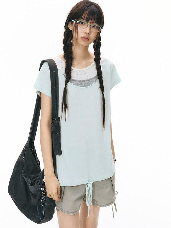 NAPSNAPS Mint Faux Layered Star Neckline Women&