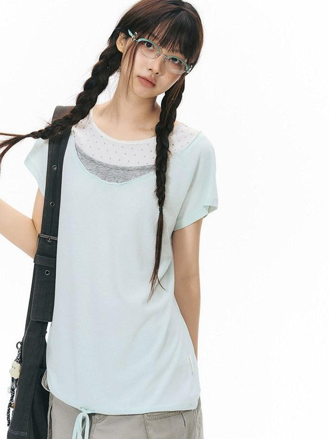 NAPSNAPS Mint Faux Layered Star Neckline Women&