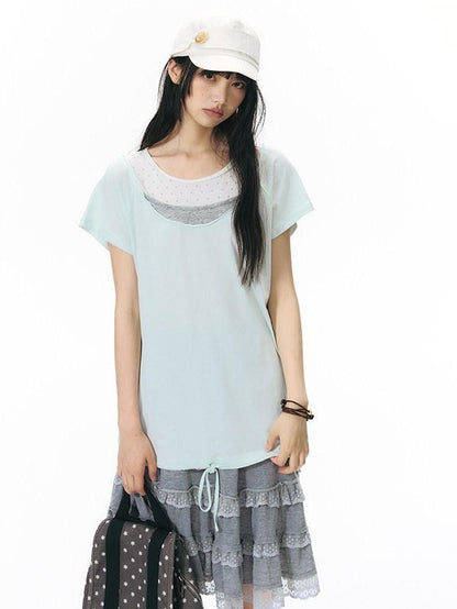 NAPSNAPS Mint Faux Layered Star Neckline Women&