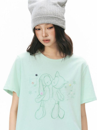NAPSNAPS Mint Kiss Print Color Button Women&