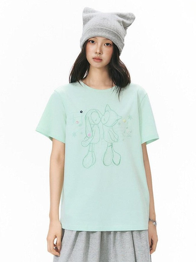 NAPSNAPS Mint Kiss Print Color Button Women&