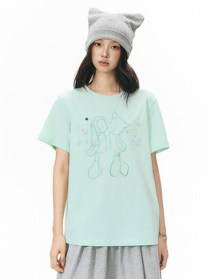 NAPSNAPS Mint Kiss Print Color Button Women&