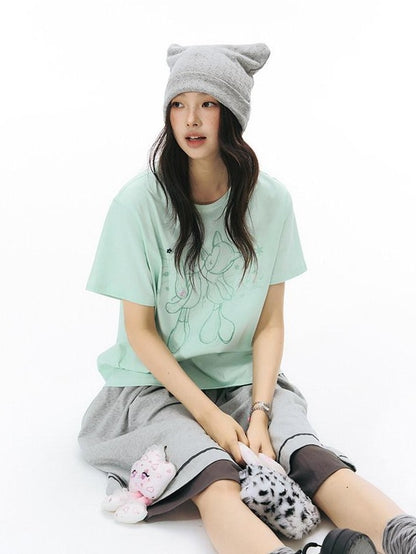 NAPSNAPS Mint Kiss Print Color Button Women&