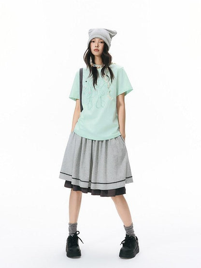 NAPSNAPS Mint Kiss Print Color Button Women&