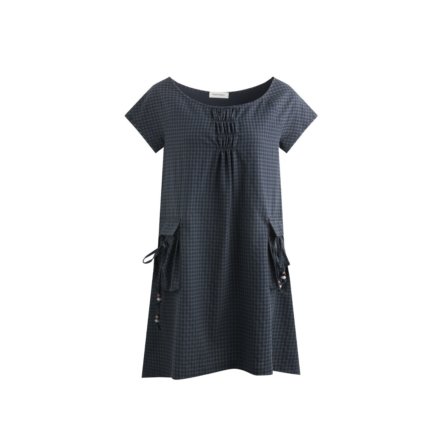 NAPSNAPS_Navy_Check_Vintage_Large_Pocket_Pleated_Women&