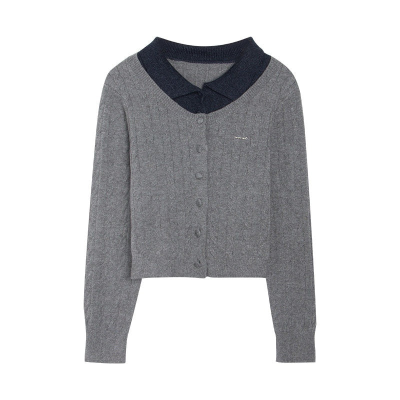 NAPSNAPS_Navy_Contrast_Mock_Two_Piece_Polo_Collar_Twist_Cable_Women&