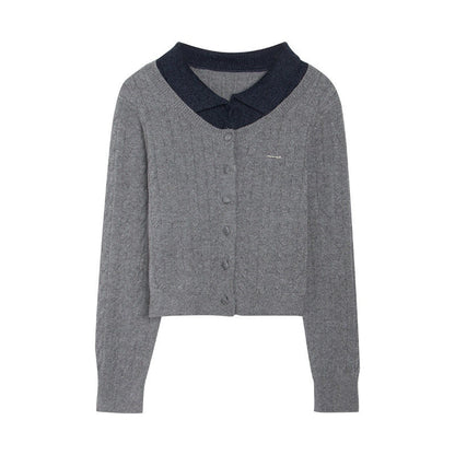 NAPSNAPS_Navy_Contrast_Mock_Two_Piece_Polo_Collar_Twist_Cable_Women&