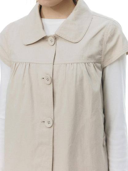 NAPSNAPS Navy Plaid Doll Collar Flutter Sleeves Button Women&