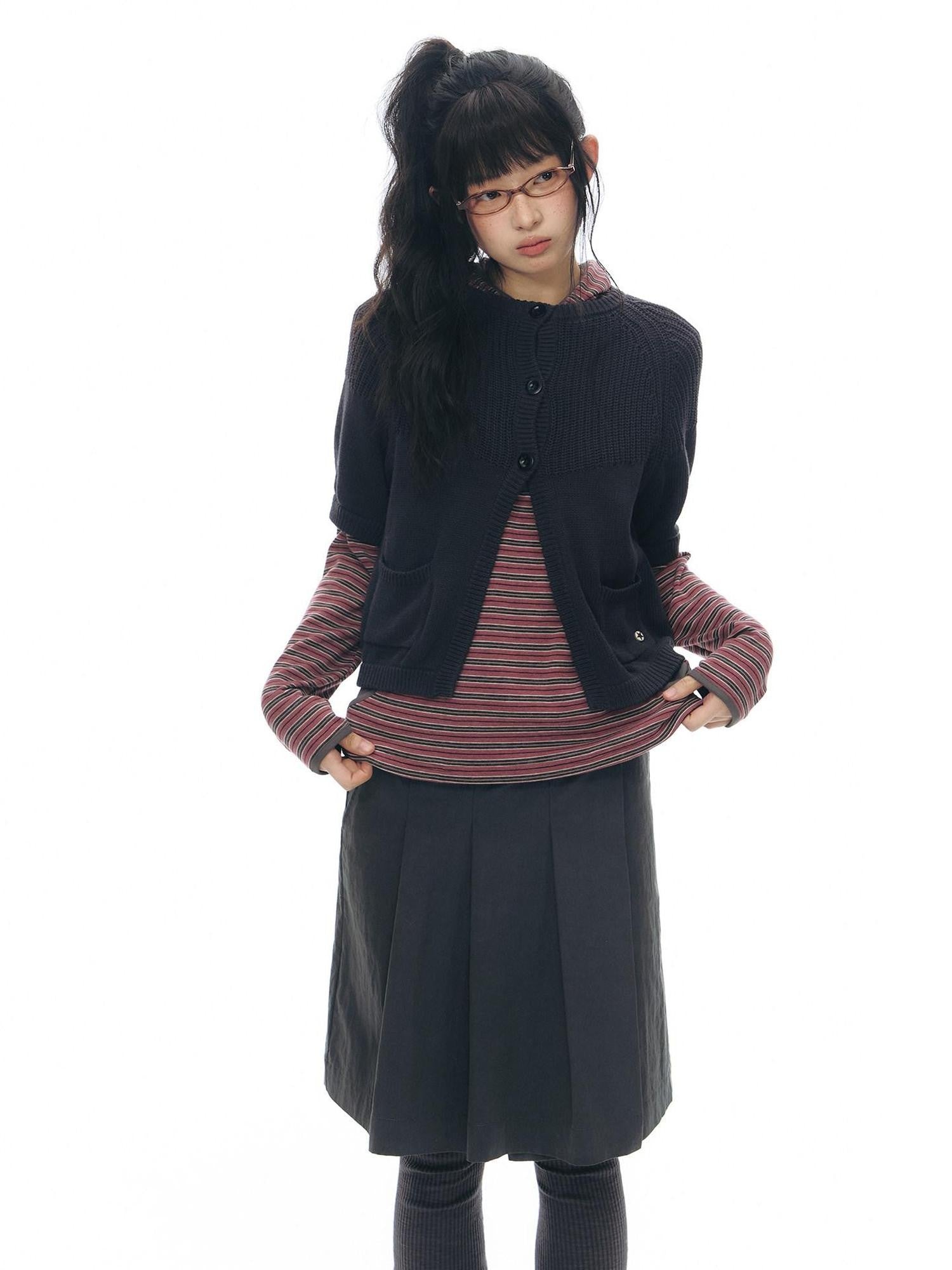 NAPSNAPS Navy Plaid Utility One Piece Pleated Women&