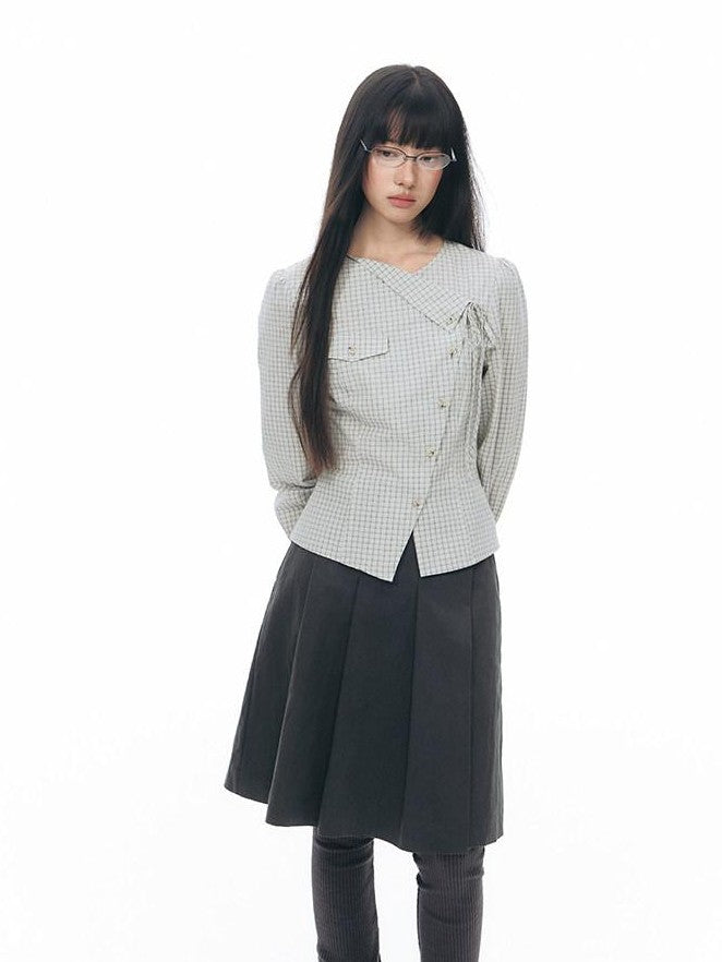 NAPSNAPS Navy Plaid Utility One Piece Pleated Women&